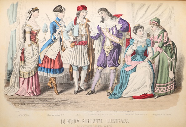19世紀La Moda Elegante Ilustrada アンティーク銅版画 【公式通販】