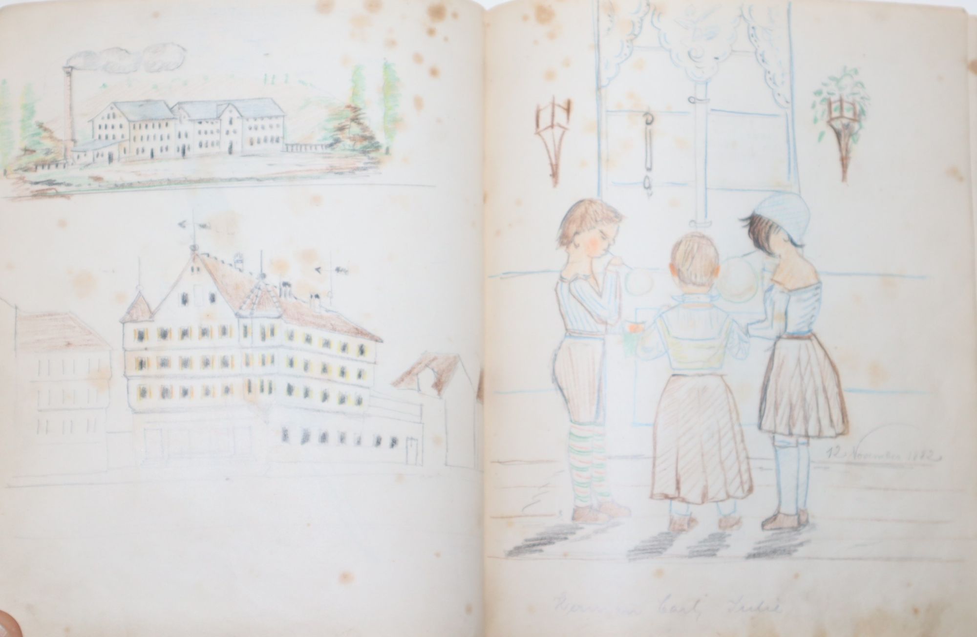 Album of Watercolors and Color Pencil Drawings of Three Children and a Few Other Subjects