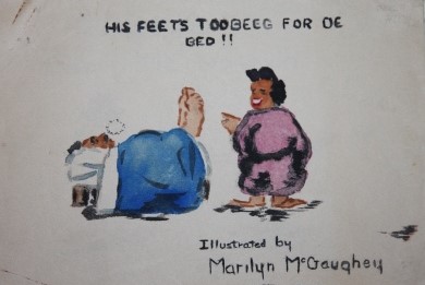 Image for His Feet's Too Beeg for de  Bed!!