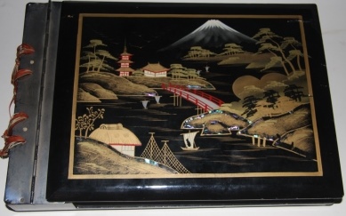 Image for Japanese Lacquer Album and Music Box Housing a Collection of Liebig Cards
