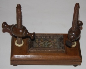 Image for Nineteenth Century Maple and Bone Miniature Book Press with Tapestry Decoration
