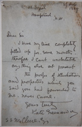 Image for Kate Greenaway Signed Letter Dated 29 December, 1889