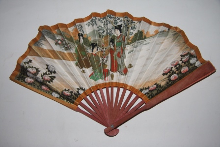 Image for F. Marquis Paris Advertising Fan with Japanese-Style Illustration on Front Side