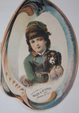 Image for Shell-shaped folding trade card or small booklet for Waller & McSorley, 245 Grand St., N.Y., Importers and Manufacturers, ladies' and children's garments, etc.
