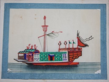 Image for Album of a Dozen Chinese Watercolors of Ships and Boats on Pith Paper