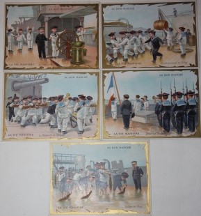 Image for Five Au Bon Marché Cards from the Series "La Vie Maritime" Depicting Children in the Navy