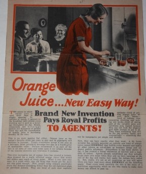 Image for Orange Juice . . . New Easy Way!  Brand New Invention Pays Royal Profits to Agents!