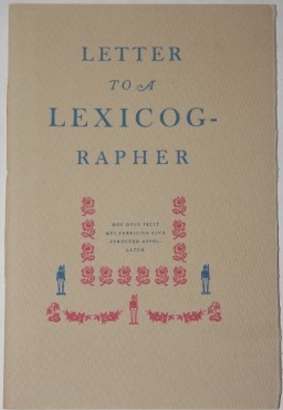 Image for Letter to a Lexicographer