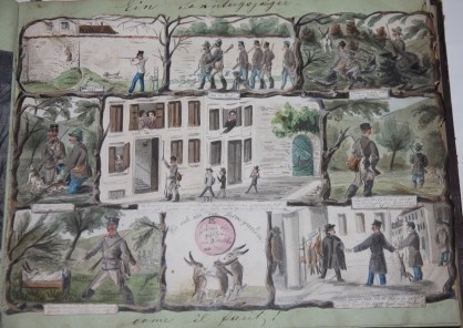 Image for Album of Caricatures and Photos of an Austro-Hungarian Army Unit Stationed in Northern Italy, circa early 1860s.