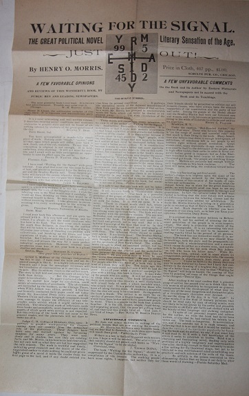 Image for Broadside advertisement for radical novel of 1890s: "Waiting for the Signal. The Great Political Novel. Literary Sensation of the Age" Novel by Henry O. Morris