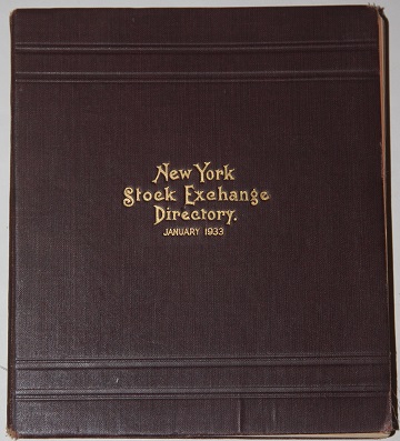 Image for New York Stock Exchange Directory January 1933