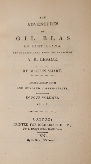 The Adventures of Gil Blas of Santillane. (Four volumes)