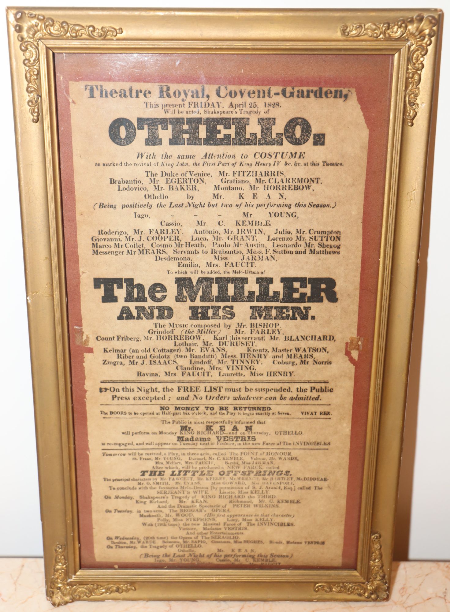 [Broadside] Othello. Theatre Royal, Covent-Garden. This present Friday, April 25, 1828