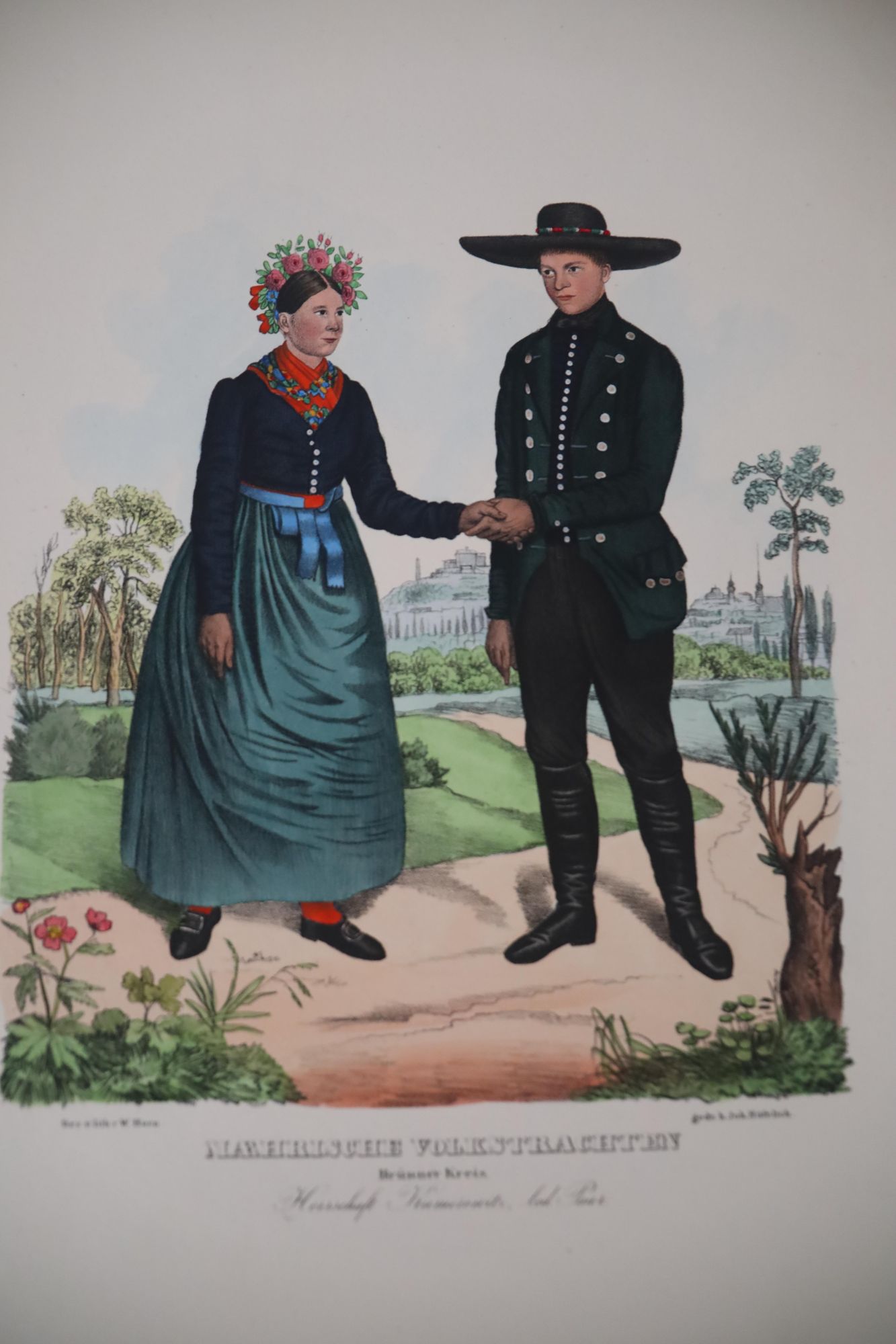 Maehrische Volkstrachten. Maehrens ausgezeichnete Volkstrachten. In 30 colorirten Blttern gezeichnet und lithographirt von Wilhelm Horn