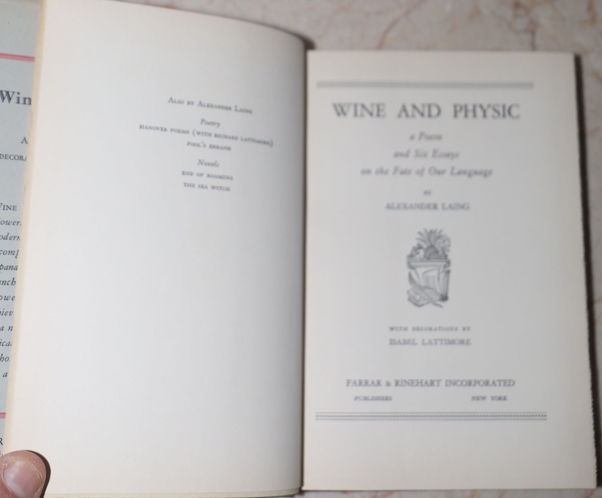 Wine and Physic. A Poem and Six Essays on the Fate of our Language