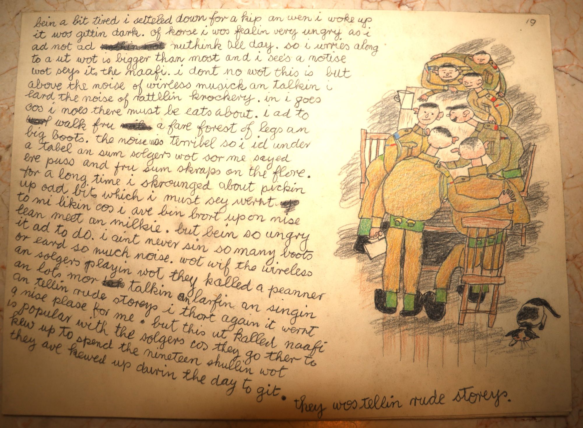 The Alterbyografy of a Kamp Kat & A Kamp Kat Kollection of Kamp Karacters by Little Purr (Two Oblong Folios, one for each story); Wif pckchers drown by the riter. . . done in a army kamp in algust an septembur in the yer one nine fore 3