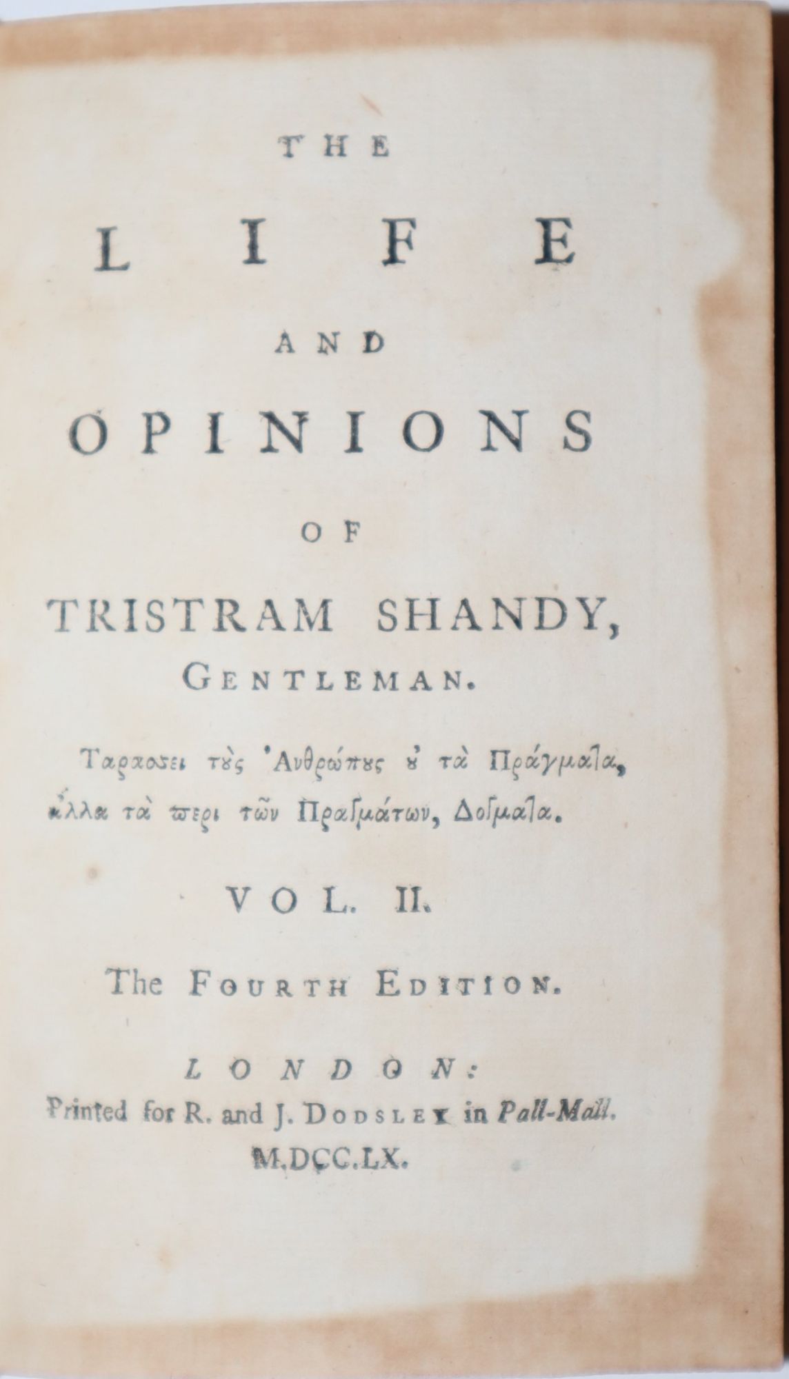 [Inscribed] The Life and Opinions of Tristram Shandy, Gentleman (9 Volumes)