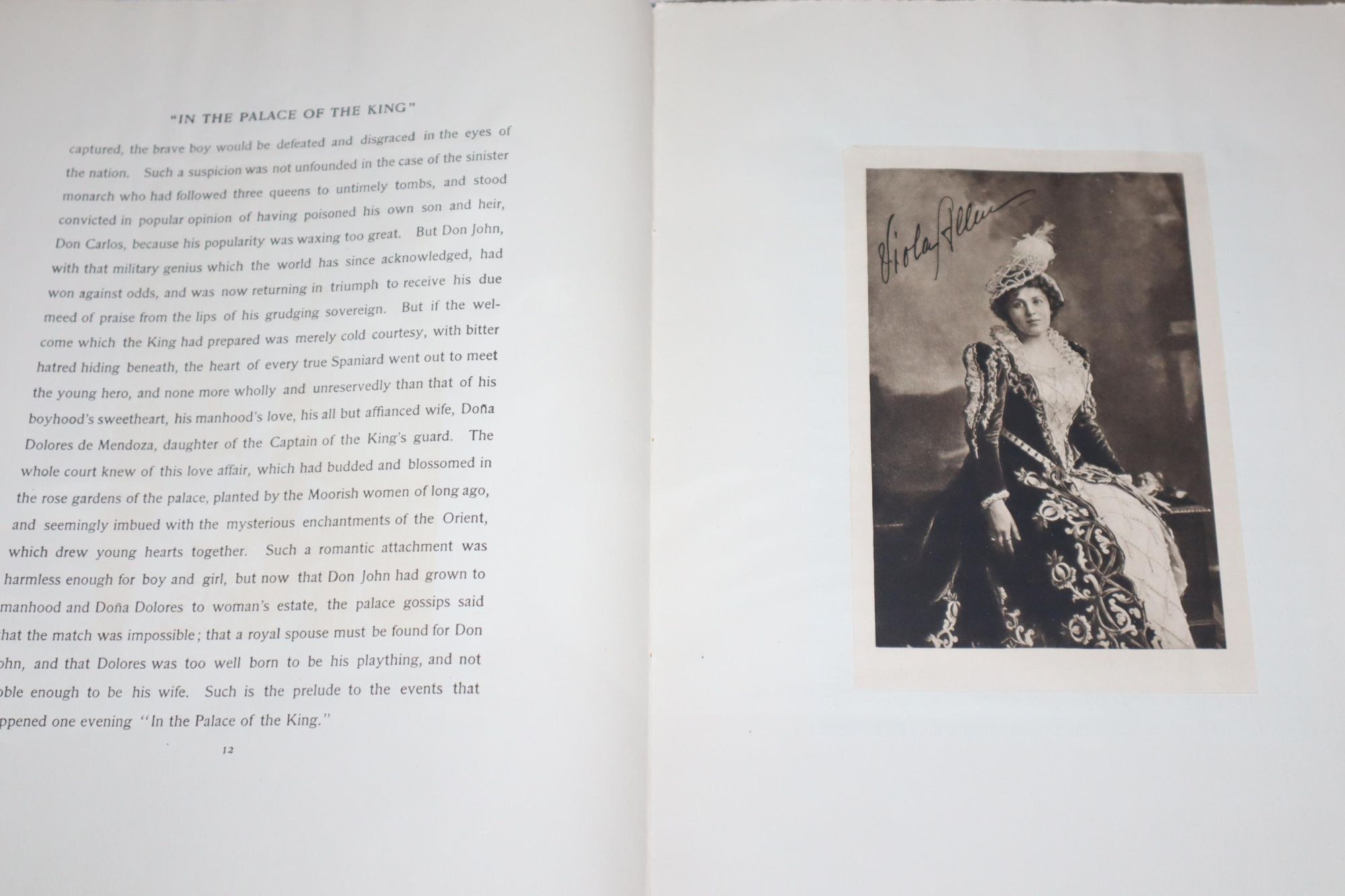 [Inscribed Souvenir Program] In the Palace of the King; A Dramatization in Six Scenes. From the Novel by F. Marion Crawford. Written for Miss Viola Allen