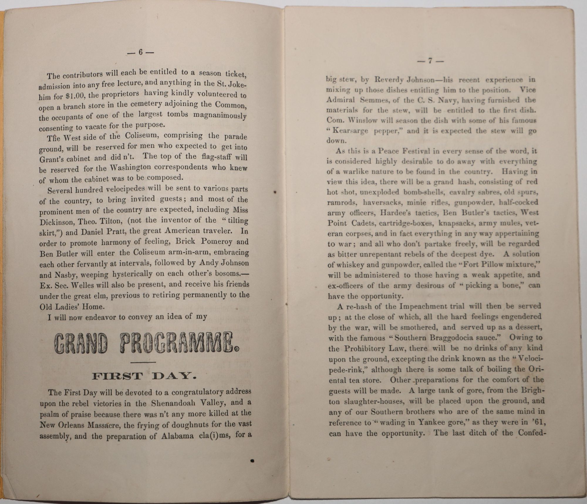 Mose Skinner's Grand Peace Jubilee and Jewsharp Oratorio; Our Great Peace Festival and Pow-Wow; to be held in Boston, June 1869