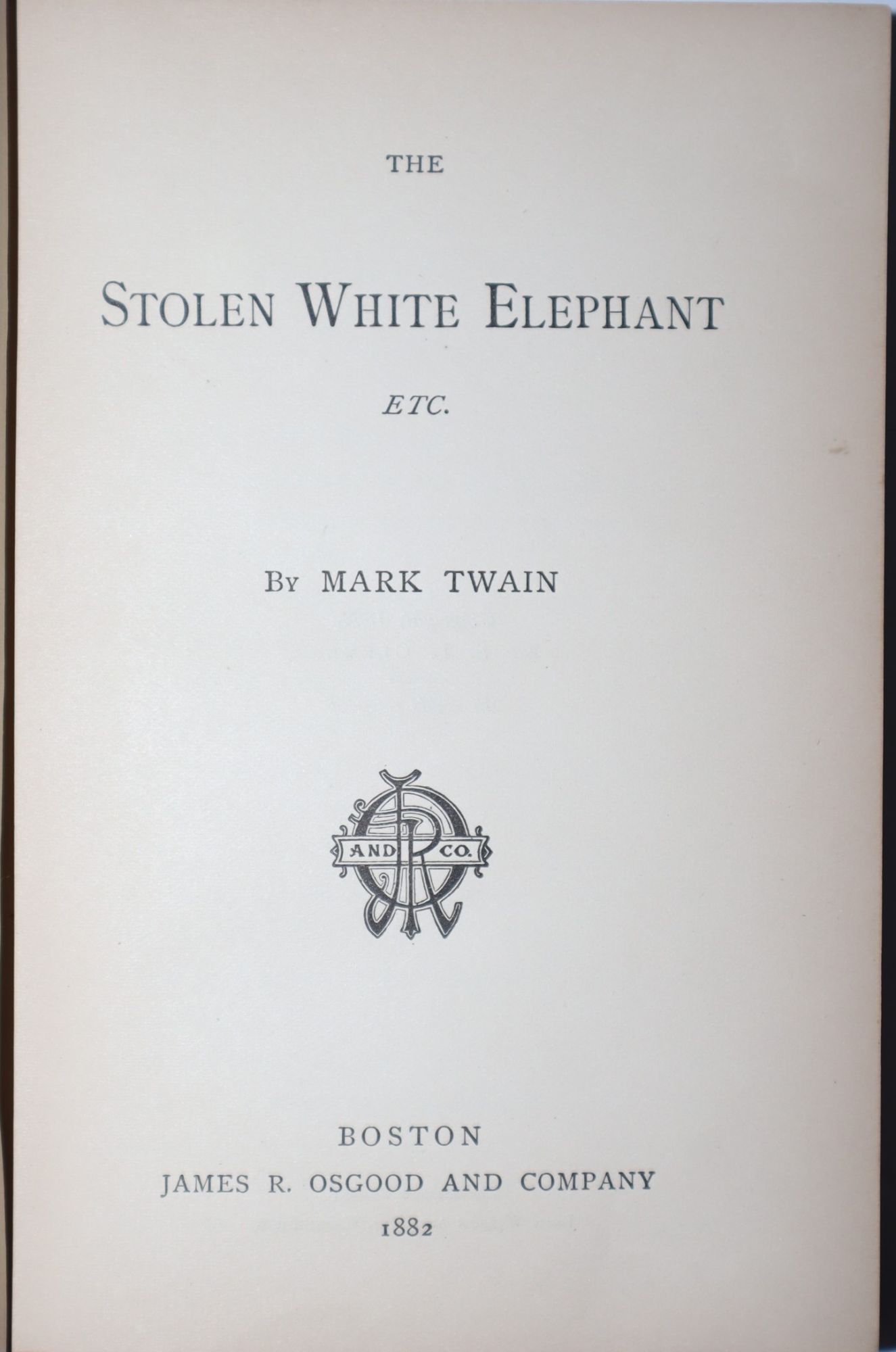 The Stolen White Elephant Etc.