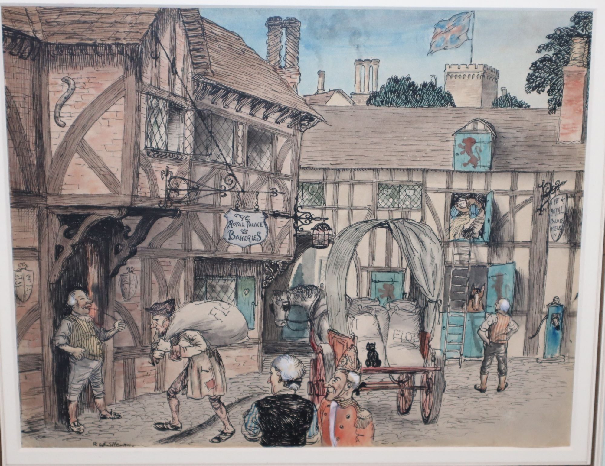 [Original Watercolor] Man Delivering Flour to Ye Royal Palace Bakeries