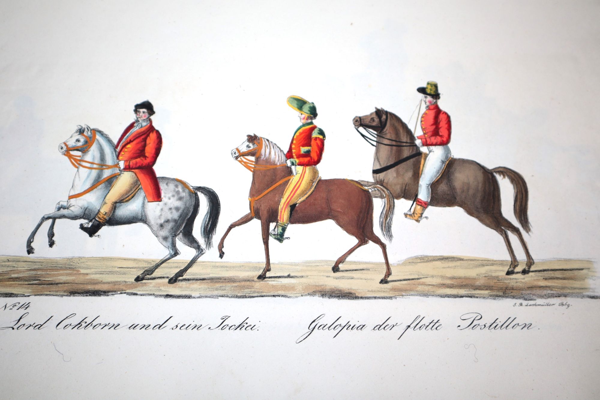 Die Grosse ffentliche Maskerade zu Pferde und zu Wagen in Bamberg Fastnachts Montage 1837 in kolorirten Abbildungen dargestellt auf 28 Blttern in quer Folio