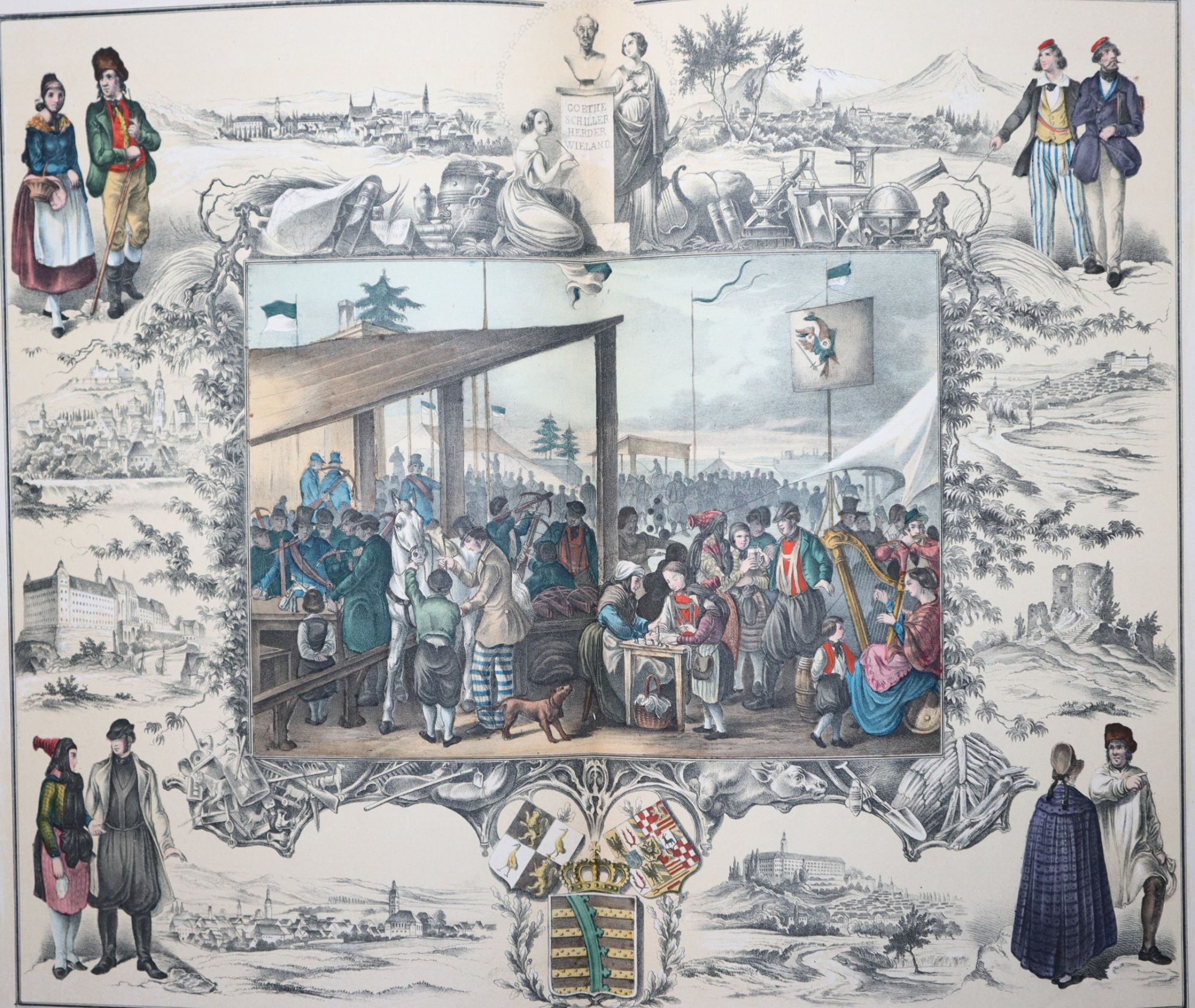 Malerische Lnderschau in bildischen Darstellungen deutscher & schweizerischer Stdte & Landschaften, Volkstrachten, Scenen aus dem Volksleben der ausgezeichnetschen Bau- und Kunstdenkmale, der grssten Naturwunder etc. Fr den Anschauungs-Unterricht in Schulen und Familien