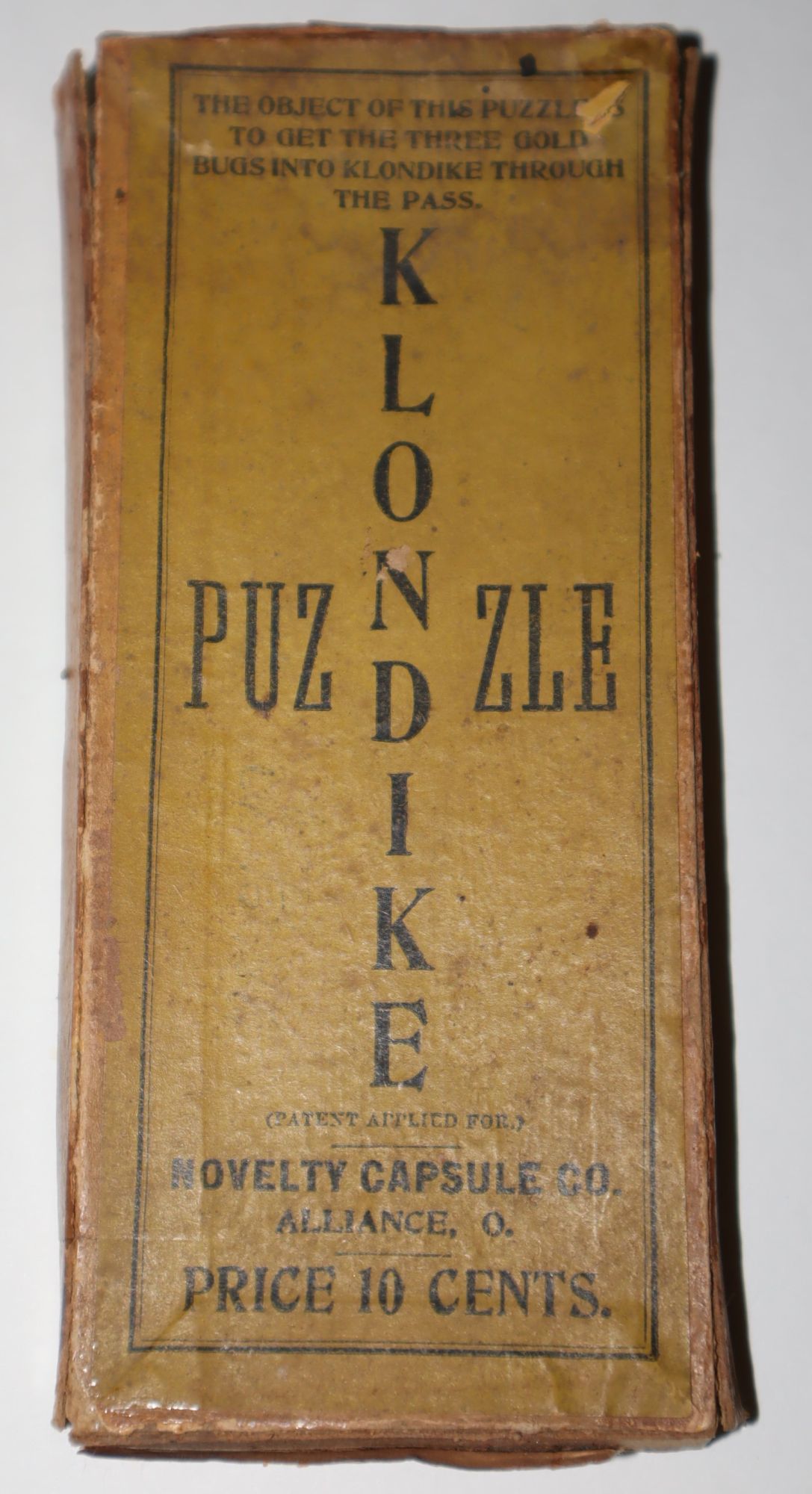 Klondike Puzzle. The object of this puzzle is to get the three gold bugs into Klondike through the pass