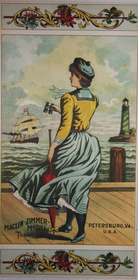 Image for Girl with Binoculars Plug Tobacco Label Maclin-Zimmer-McGill Petersburg VA