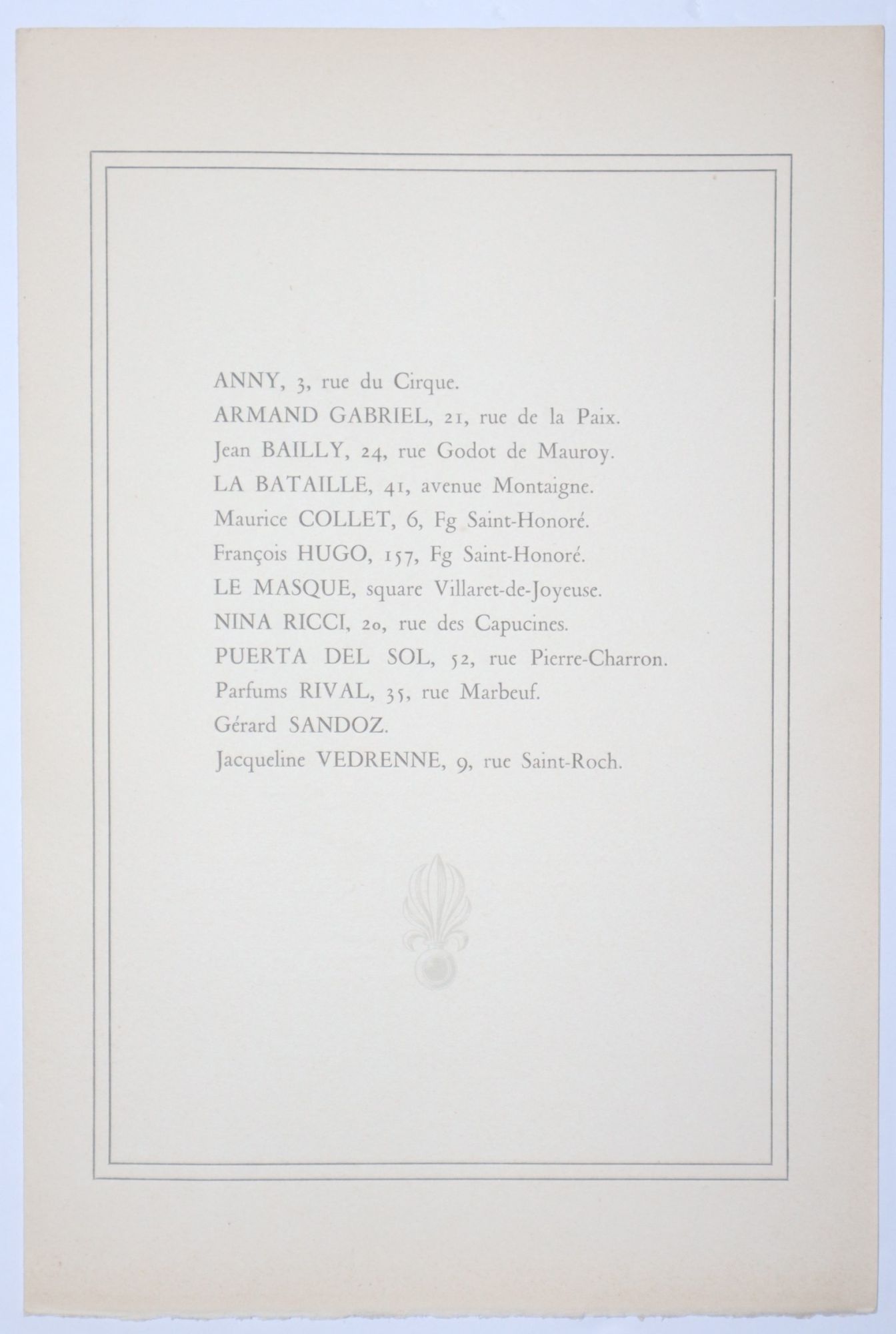 [Inscribed with original art] Gala du Champagne. Sous la prsidence dhonneur du Gnral Koenig. Buf sur le Toit Lundi 8 Juillet 1946