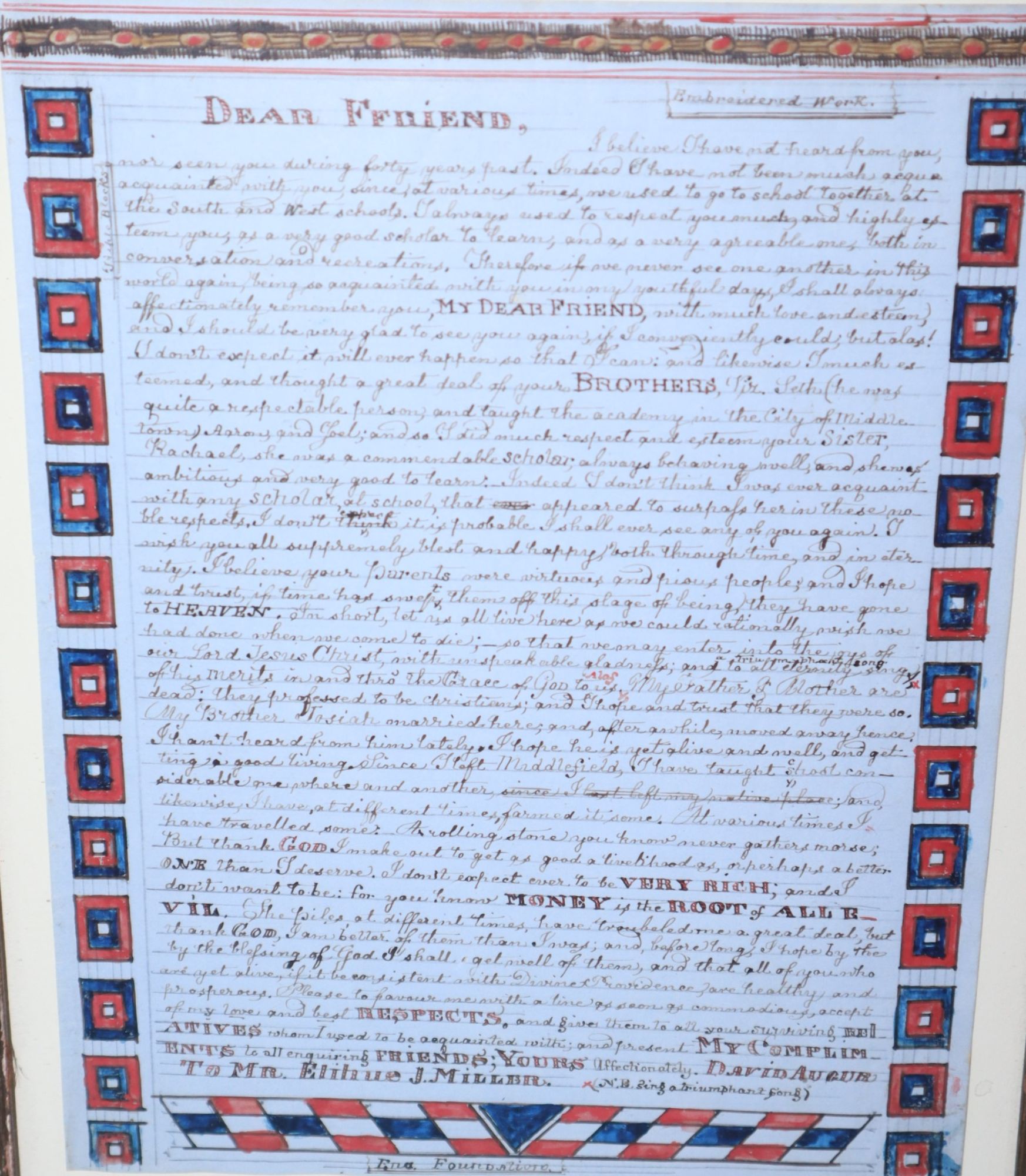 [Manuscript Letter] Money is the Root of All Evit