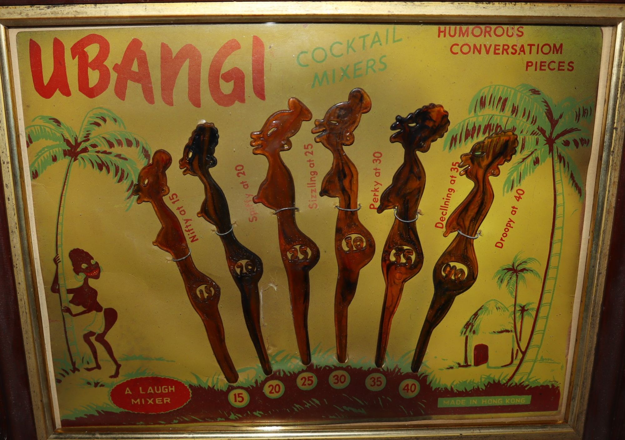 Ubangi Cocktail Mixers Humorous Conversation Pieces. A Laugh Mixer. Made in Hong Kong