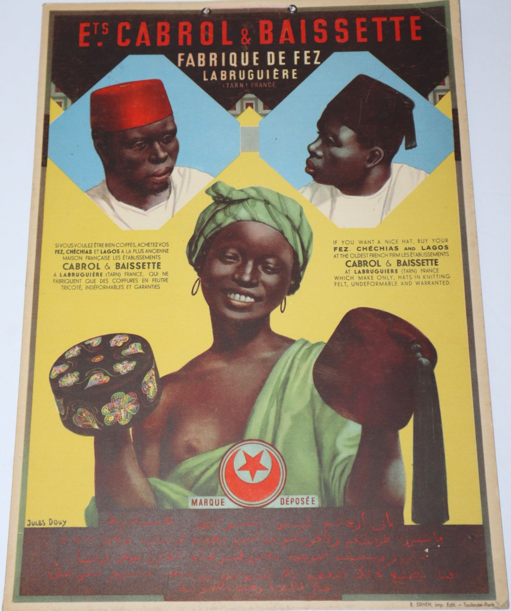 [Advertising Poster] Ets. Cabrol & Baissette Fabrique de Fez Labruguire (Tarn) France