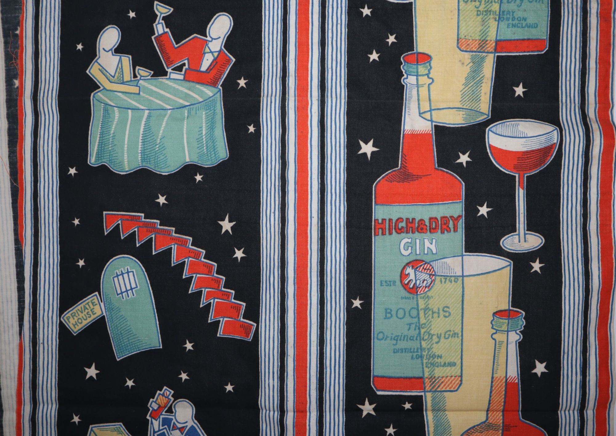 Cocktail-Themed Toile Fabric