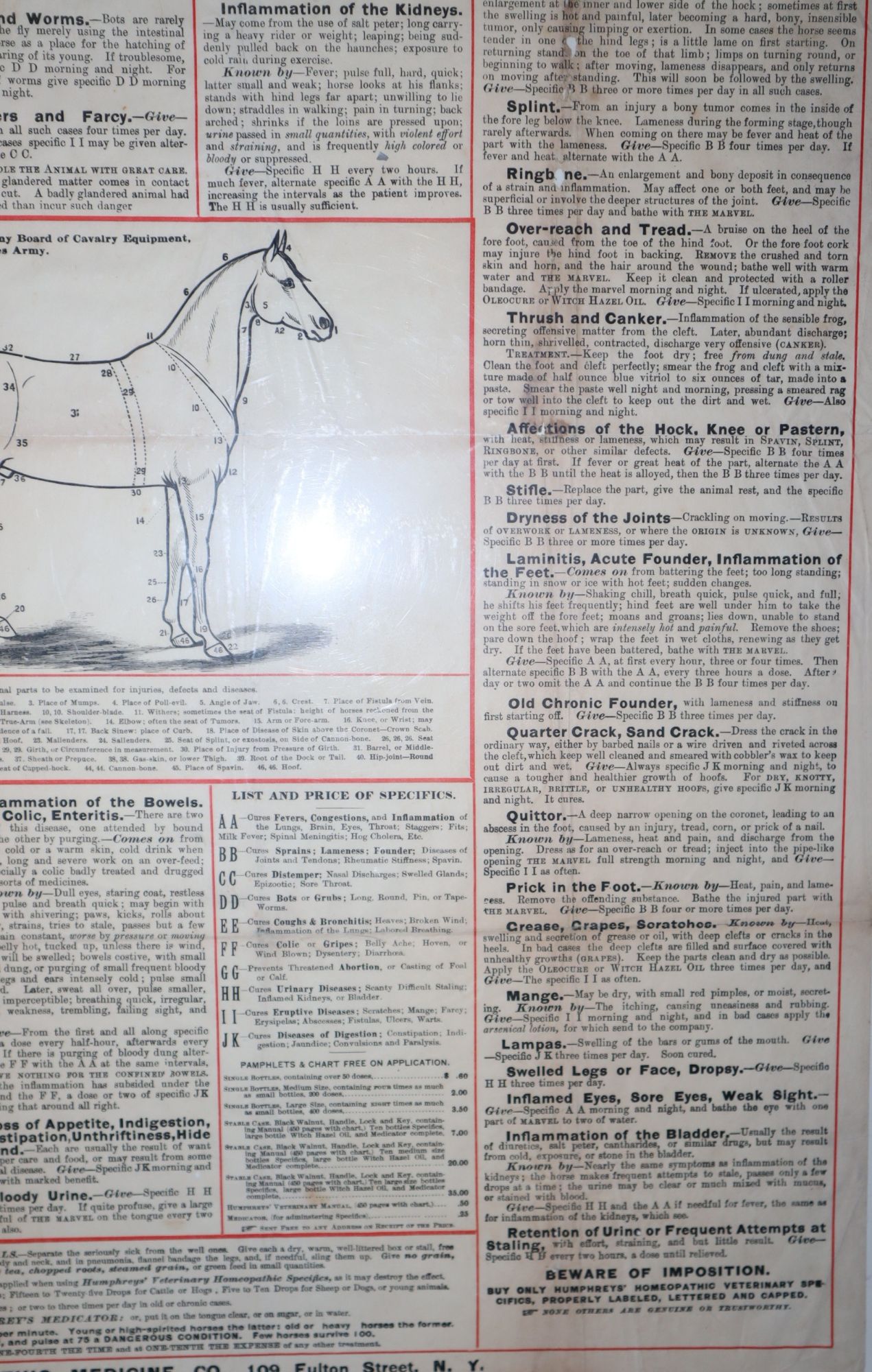 Image for Humphreys' Stable Chart. Homeopathic Veterinary Specifics Humphreys' Stable Chart. Homeopathic Veterinary Specifics