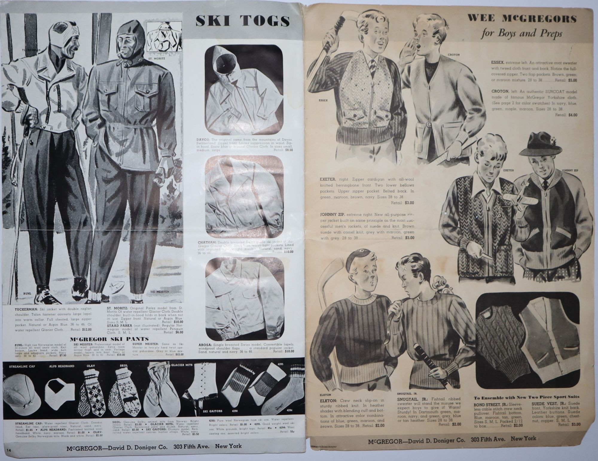 McGregor Sportswear. Autumn Winter 1939-1940. [Together with] Price List and Order Forms