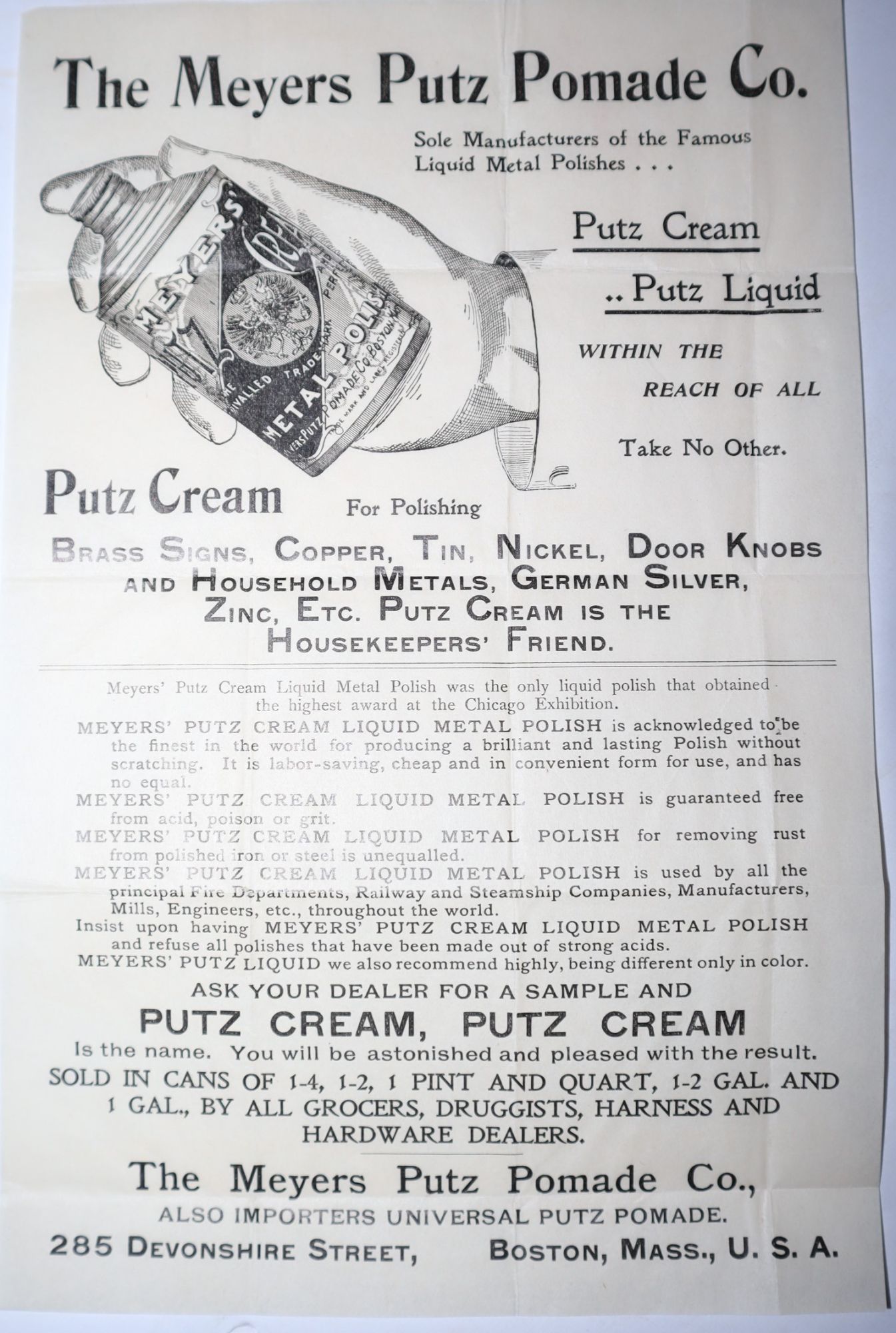 Meyers Putz Cream Promotions