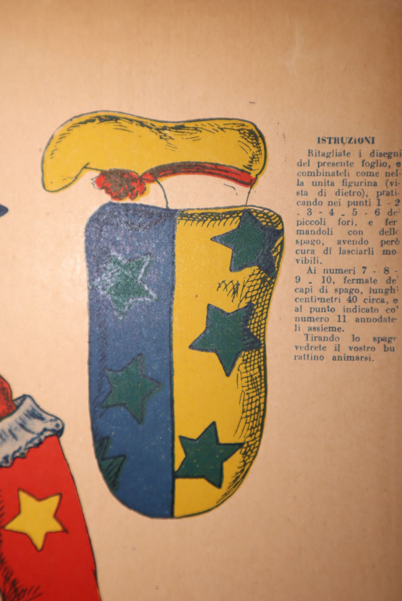 Colorful Italian Unassembled Paper Doll Clown