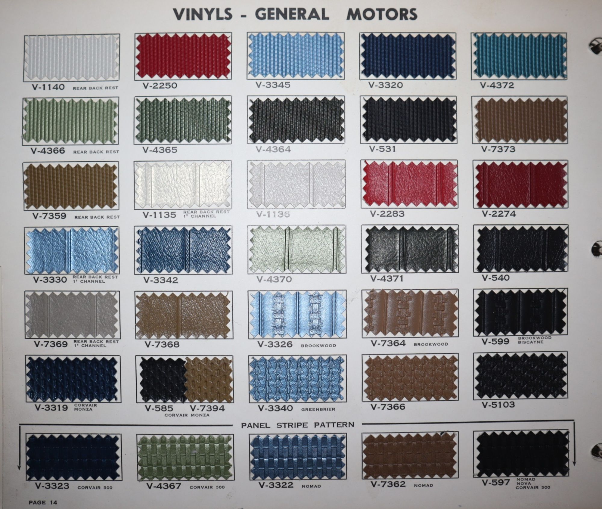 Original Automotive Fabrics. Distributed by General Auto Trim Supply Co., Inc. Pittsburgh, Pa. 15203. 1969