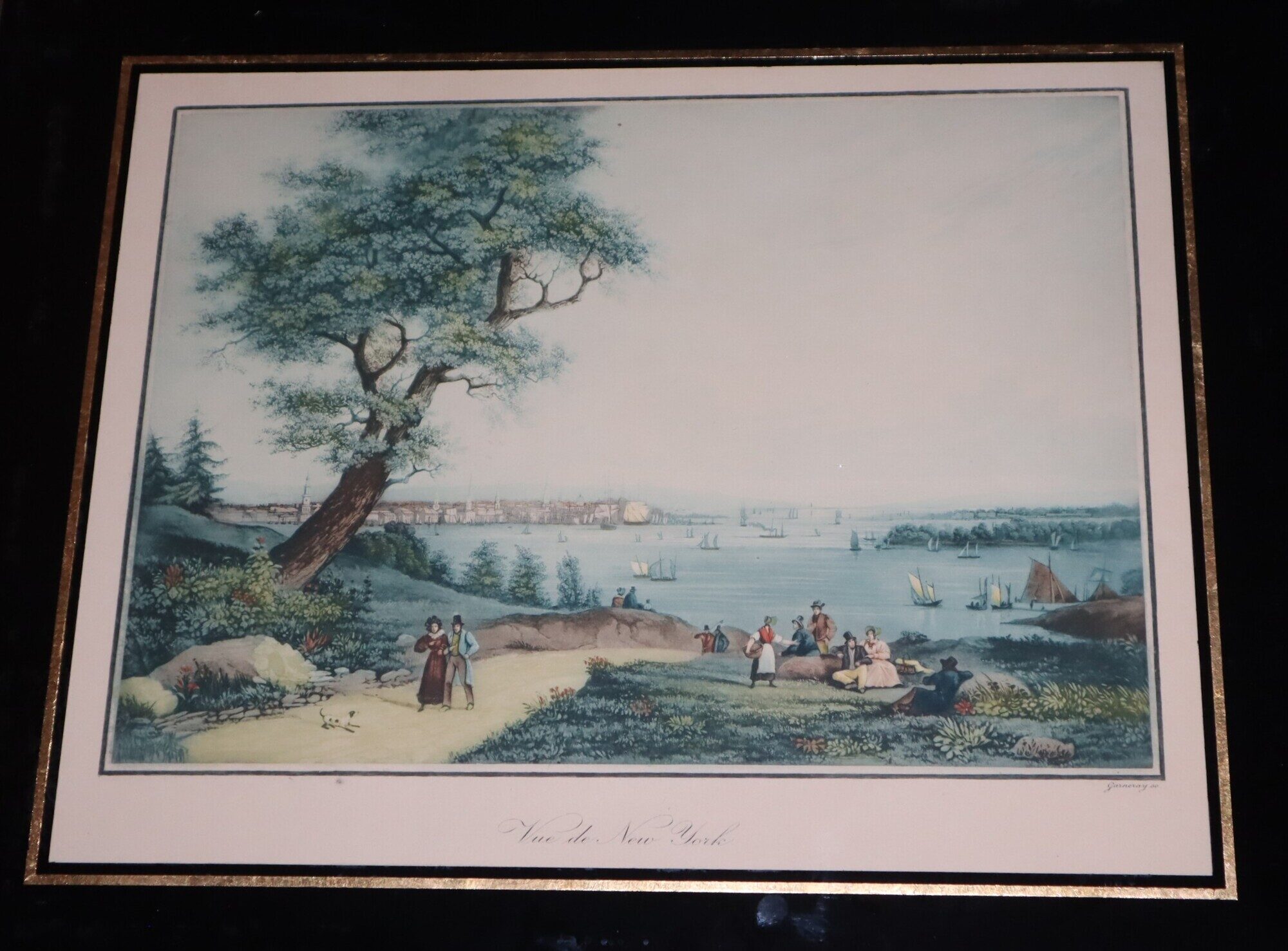 [Framed Eglomise Aquatint Print] Vue de New York