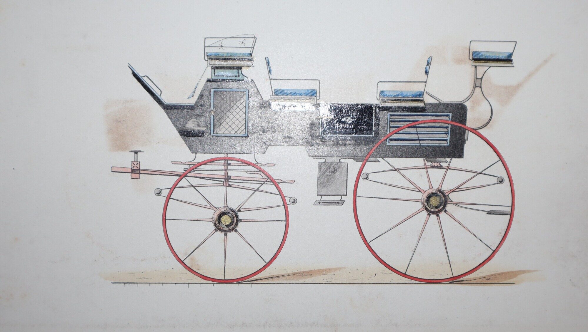 Album of 47 Nineteenth Century Color Illustrations Carriages and Sleighs