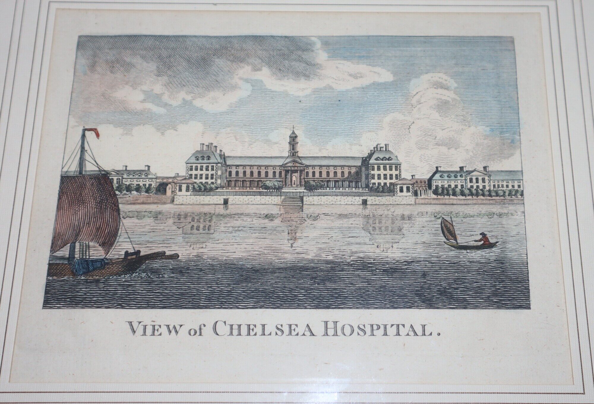 [Framed Hand-Colored Engraving] View of Chelsea Hospital
