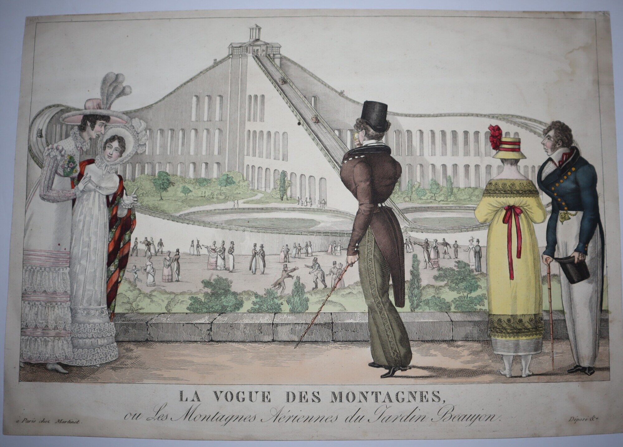 [Hand-Colored Aquatint] La Vogue des Montagnes, ou Les Montagnes Aeriennes du Jardin Beaujon