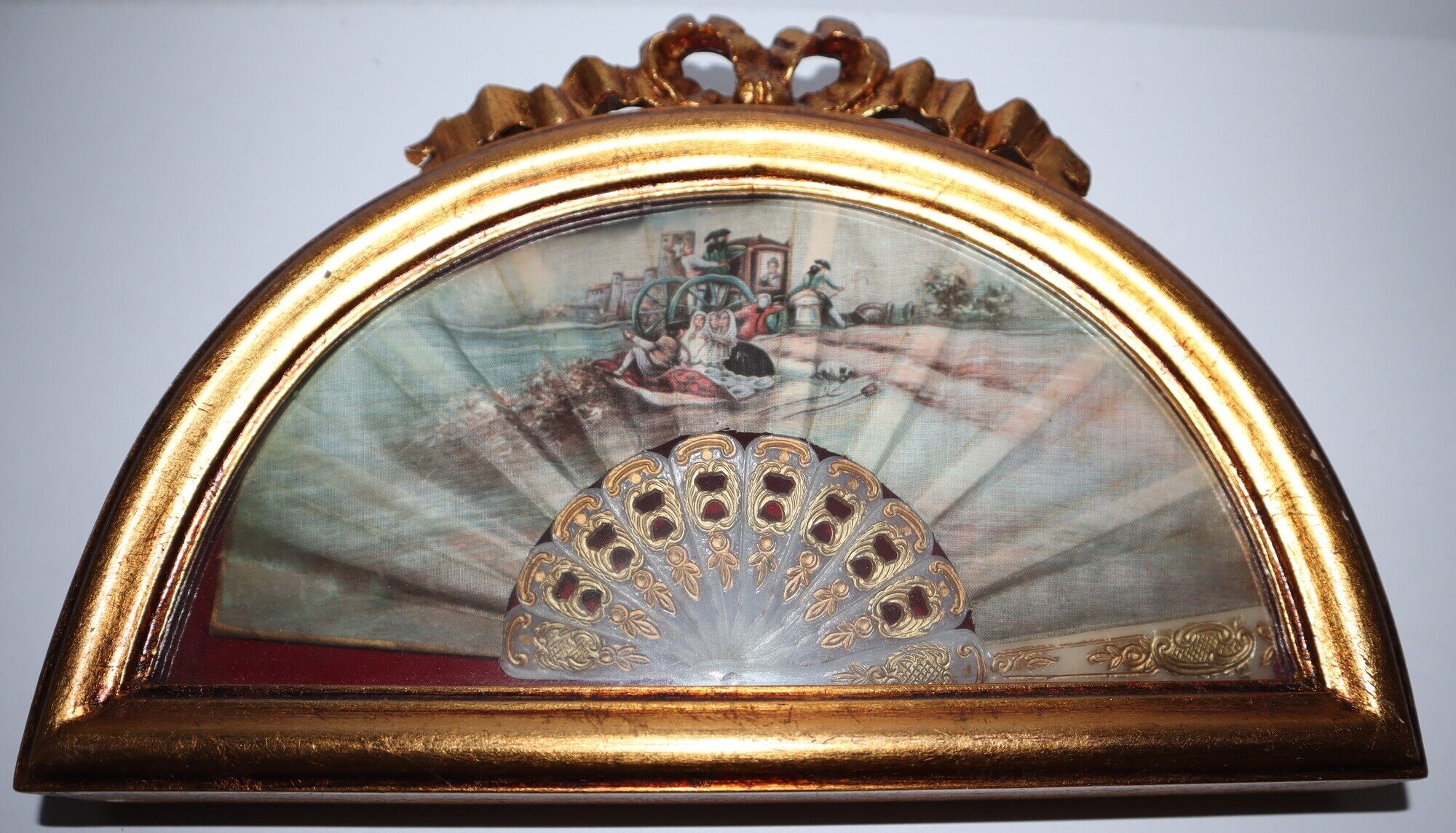 Framed Small Hand-Painted Fan