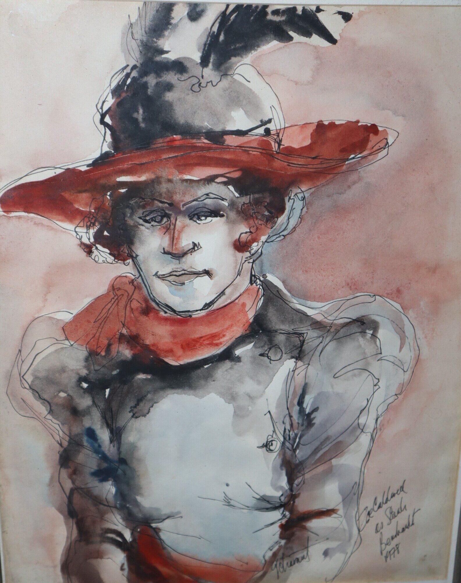 [Framed Original Watercolor] Zoe Caldwell as Sarah Bernhardt