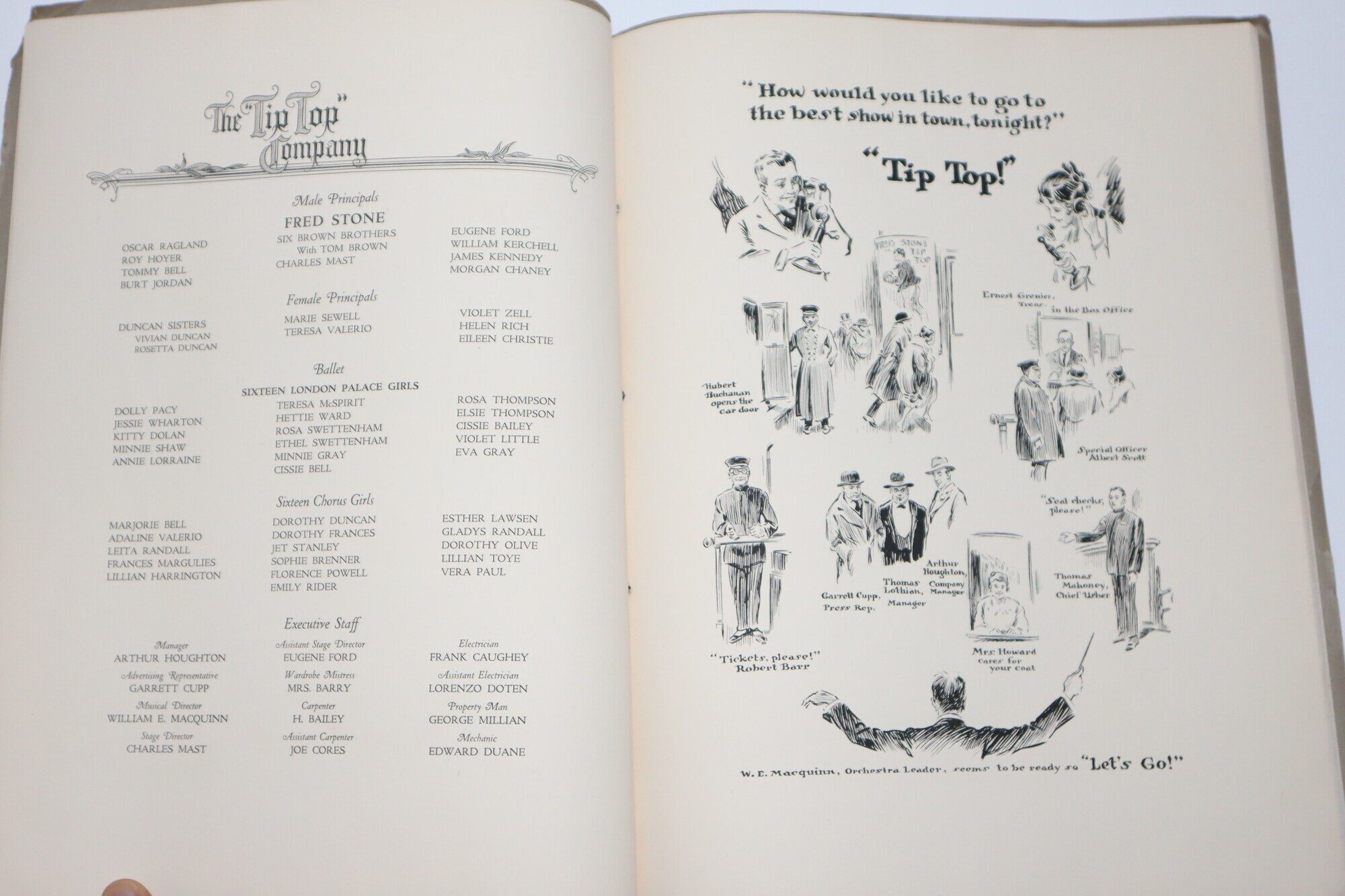 B.A.A. Invitation to the Employees to Attend at the Colonial Theatre Monday Evening February 27, 1922 The Performance of Fred Stone and Company in Tip Top. [On front cover: National Highways and Good Roads Everywhere]