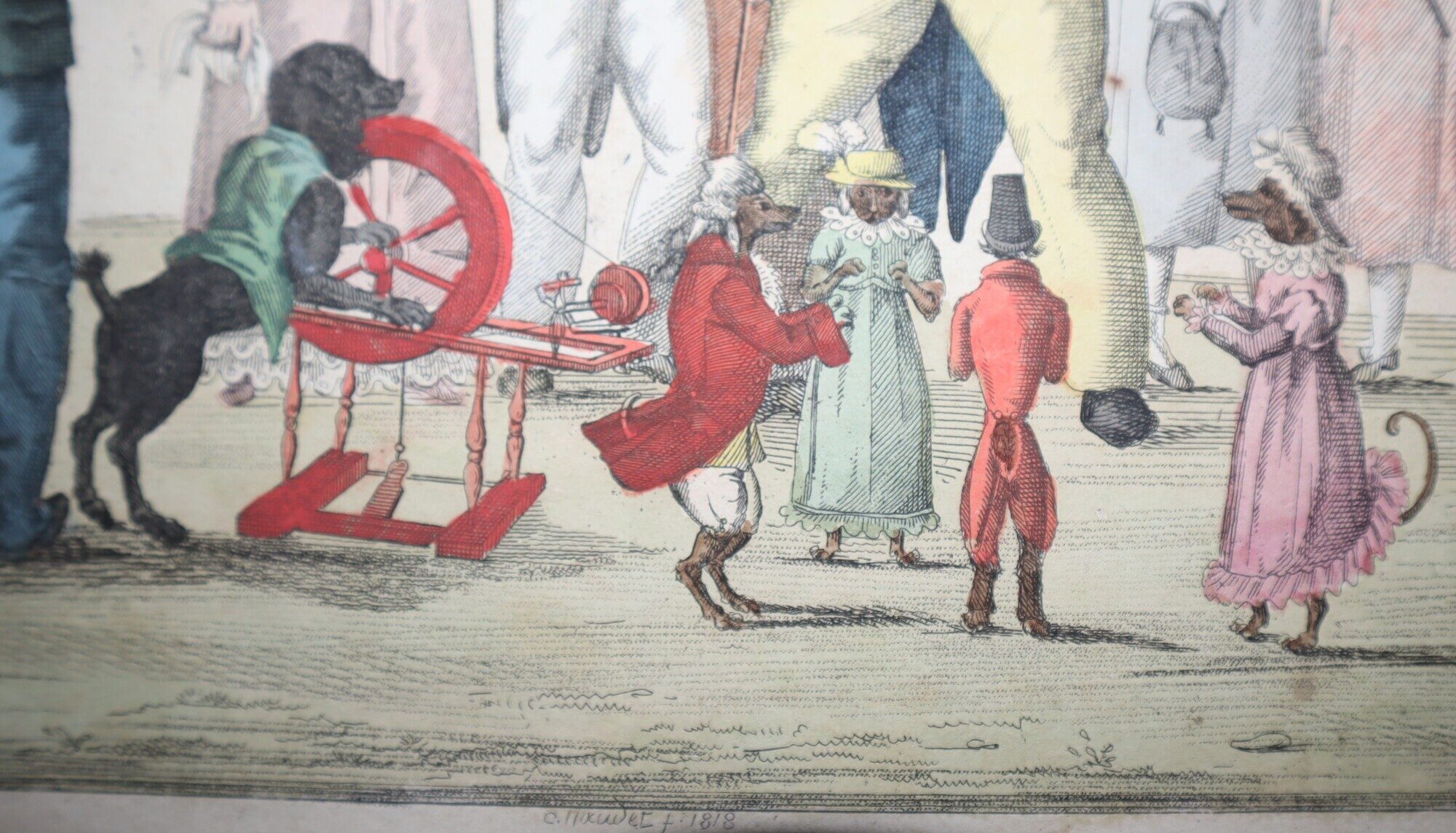[Hand Colored Print -- both etched and engraved] La Danse des Chiens