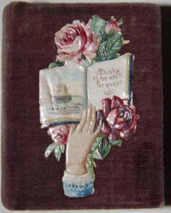 Image for Sewing Kit Shaped like a Miniature Book:  &#34;Think of me when far away&#34;