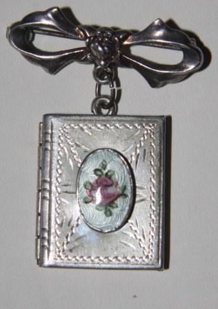 Image for Silver Pin with Floral Enamel Centerpiece